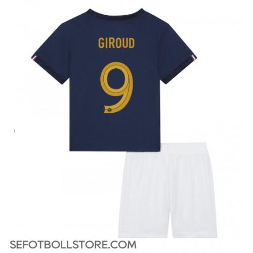 Frankrike Olivier Giroud #9 Replika babykläder Hemmaställ Barn VM 2022 Kortärmad (+ korta byxor)